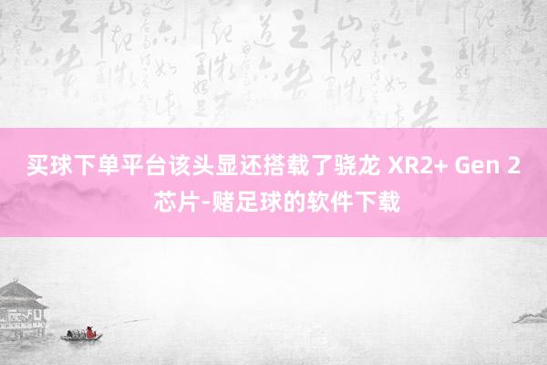买球下单平台该头显还搭载了骁龙 XR2+ Gen 2 芯片-赌足球的软件下载
