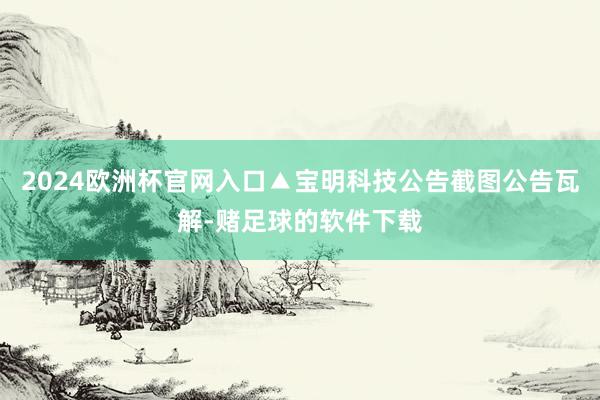 2024欧洲杯官网入口▲宝明科技公告截图公告瓦解-赌足球的软件下载