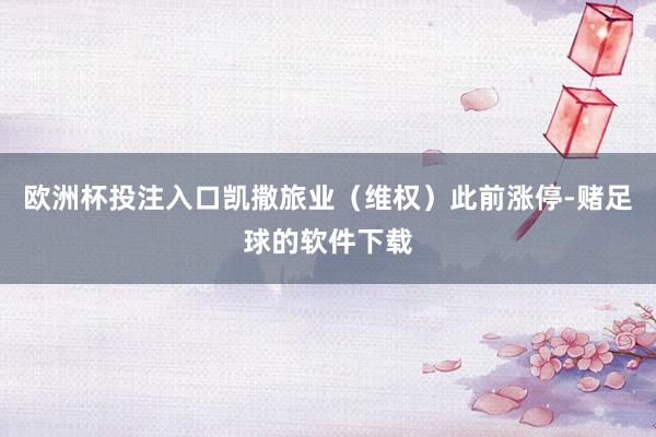 欧洲杯投注入口凯撒旅业（维权）此前涨停-赌足球的软件下载