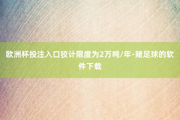 欧洲杯投注入口狡计限度为2万吨/年-赌足球的软件下载