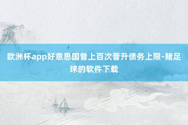 欧洲杯app好意思国曾上百次晋升债务上限-赌足球的软件下载