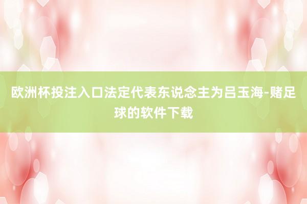 欧洲杯投注入口法定代表东说念主为吕玉海-赌足球的软件下载