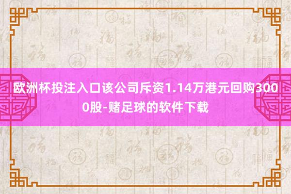 欧洲杯投注入口该公司斥资1.14万港元回购3000股-赌足球的软件下载