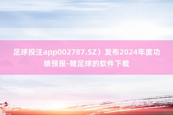 足球投注app002787.SZ）发布2024年度功绩预报-赌足球的软件下载
