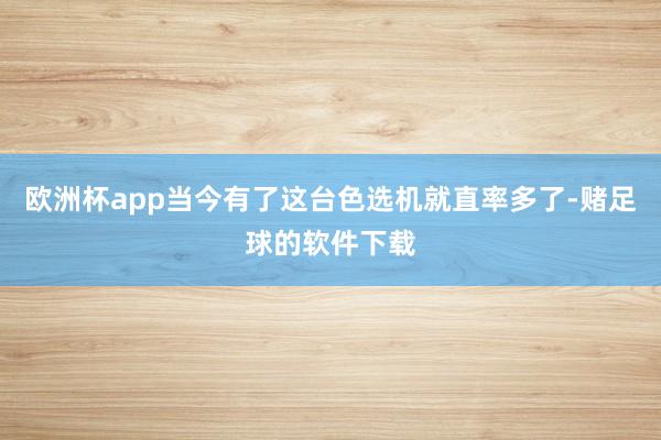 欧洲杯app当今有了这台色选机就直率多了-赌足球的软件下载