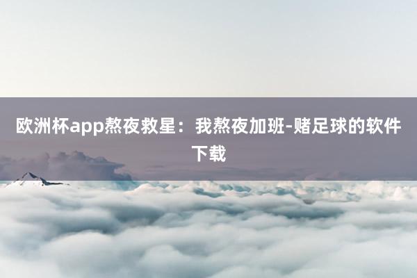 欧洲杯app熬夜救星：我熬夜加班-赌足球的软件下载