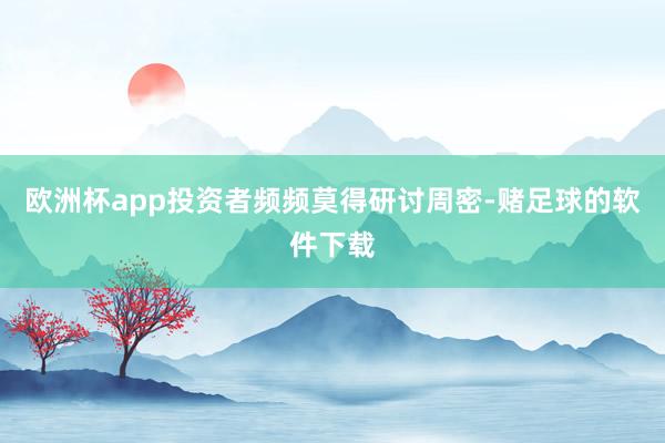 欧洲杯app投资者频频莫得研讨周密-赌足球的软件下载