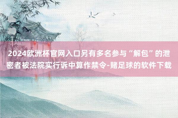 2024欧洲杯官网入口另有多名参与“解包”的泄密者被法院实行诉中算作禁令-赌足球的软件下载