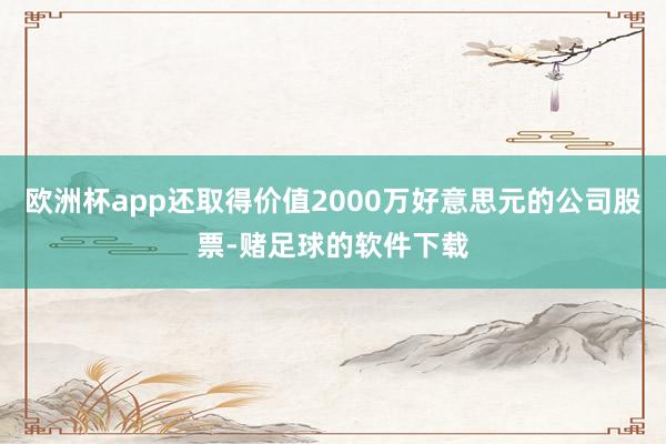 欧洲杯app还取得价值2000万好意思元的公司股票-赌足球的软件下载