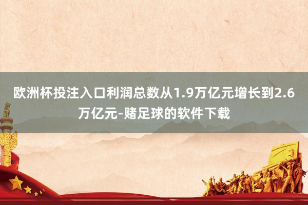欧洲杯投注入口利润总数从1.9万亿元增长到2.6万亿元-赌足球的软件下载