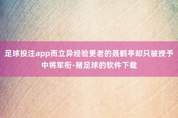 足球投注app而立异经验更老的聂鹤亭却只被授予中将军衔-赌足球的软件下载