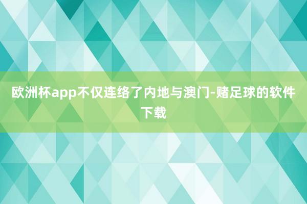 欧洲杯app不仅连络了内地与澳门-赌足球的软件下载