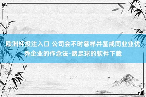 欧洲杯投注入口 公司会不时慈祥并鉴戒同业业优秀企业的作念法-赌足球的软件下载