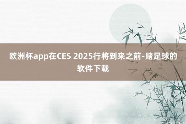 欧洲杯app在CES 2025行将到来之前-赌足球的软件下载