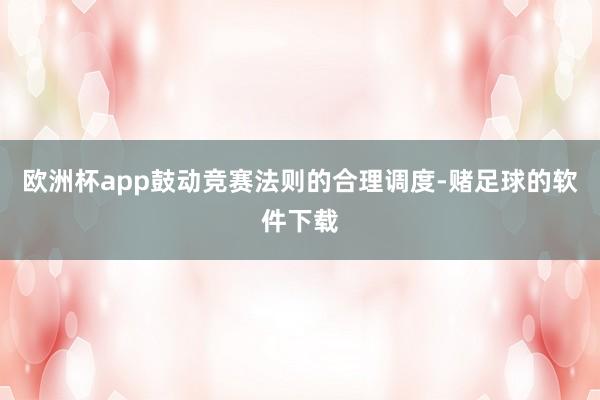 欧洲杯app鼓动竞赛法则的合理调度-赌足球的软件下载